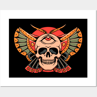 skull butterfly tattoo Posters and Art